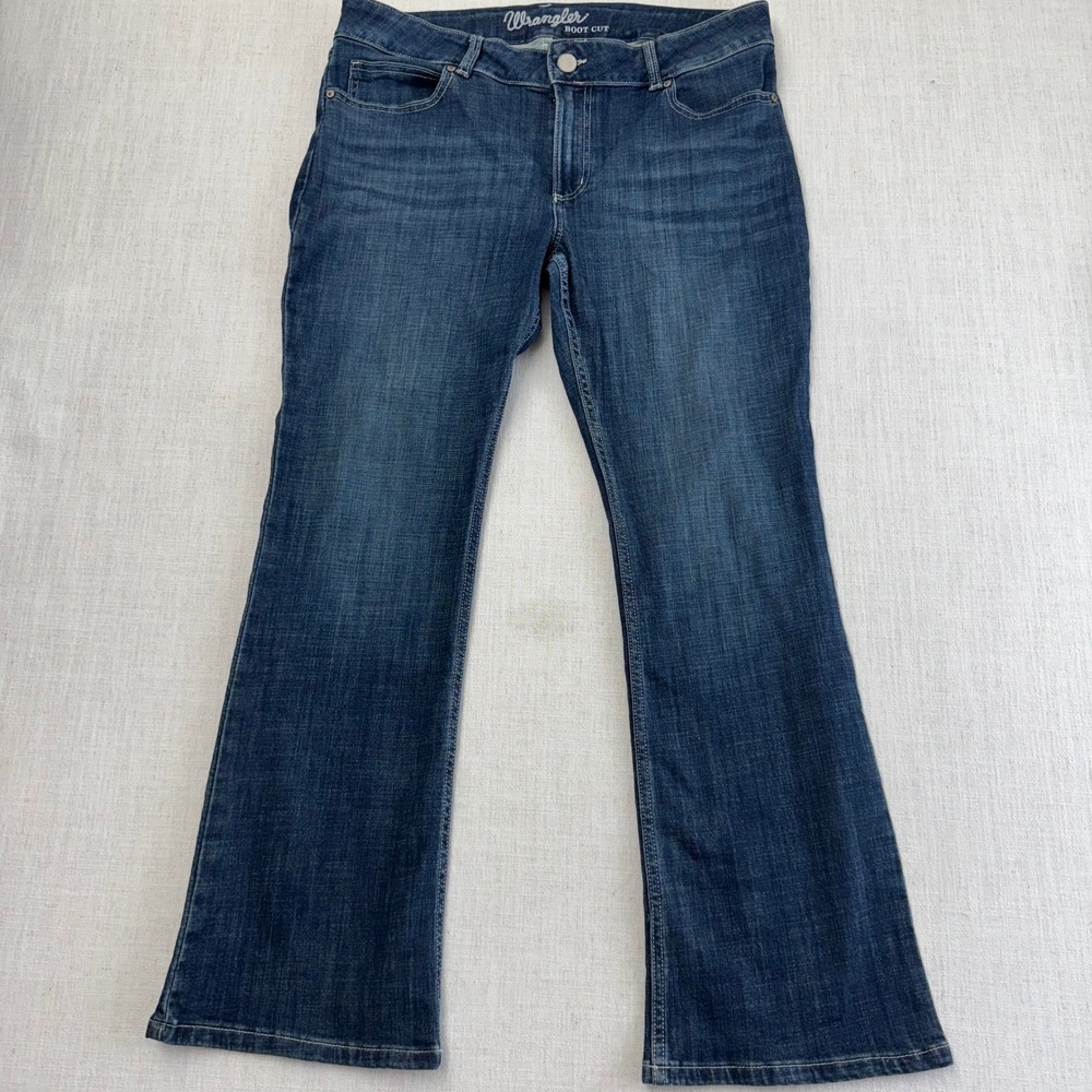 Wrangler Womens Bootcut Jeans Dark Wash Stretch Denim Size 15x30
